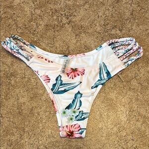 Floral Bikini Bottom with Braided Straps size 2 SMALL fit (tag says 6)
